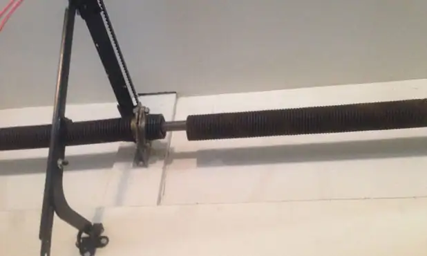 Broken torsion spring close-up
